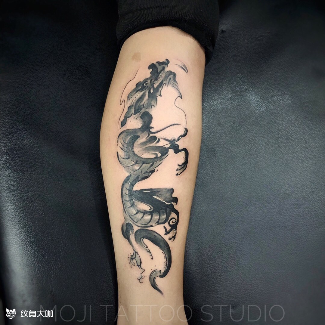 水墨龙_纹身图案手稿图片_小吉的纹身作品集