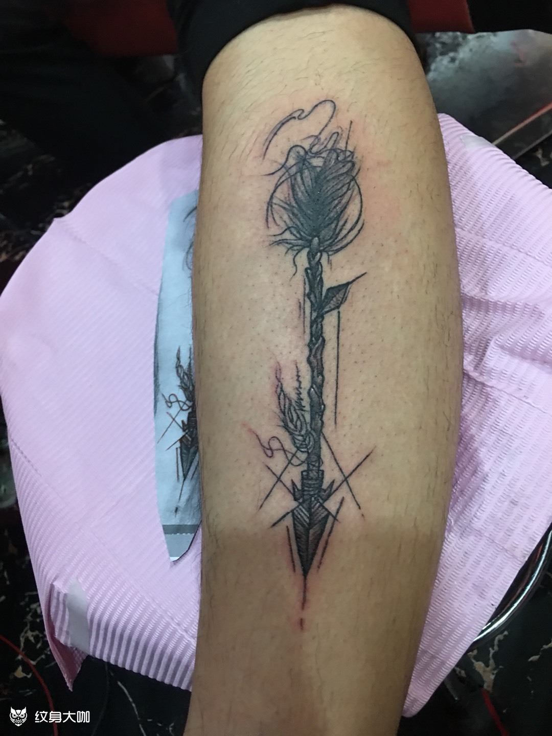 弓箭_纹身图案手稿图片_徐丽青的纹身作品集