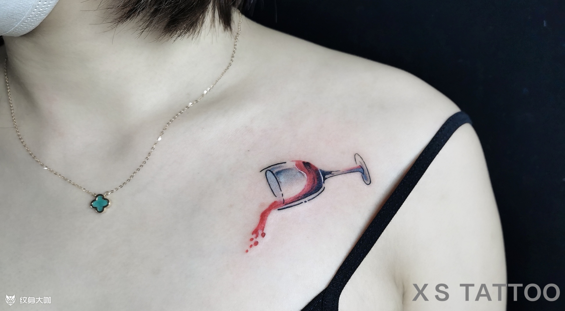 红酒杯_纹身图案手稿图片_线素的纹身作品集