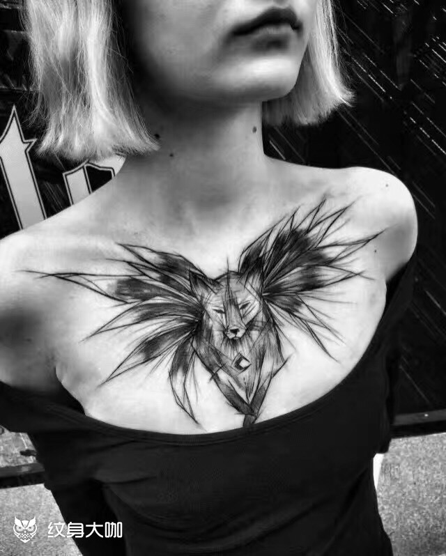 花胸_纹身图案手稿图片_紫龙的纹身作品集