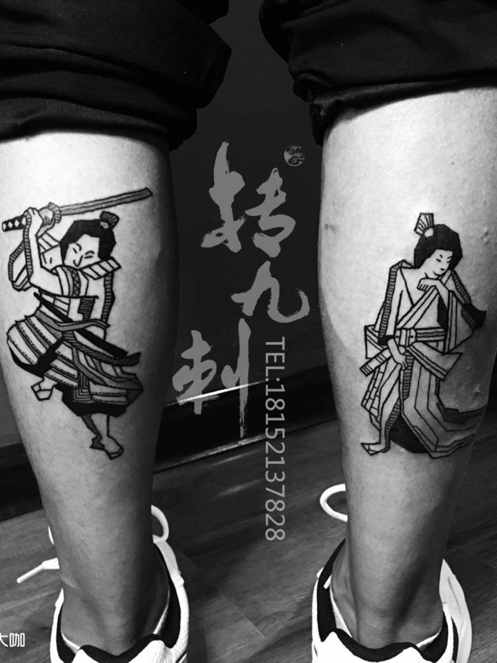 织田信长x斋藤归蝶_纹身图案手稿图片_汤的纹身作品集