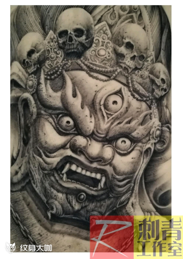 大黑天石雕作品_纹身图案手稿图片_～托尼,r～的纹身作品集