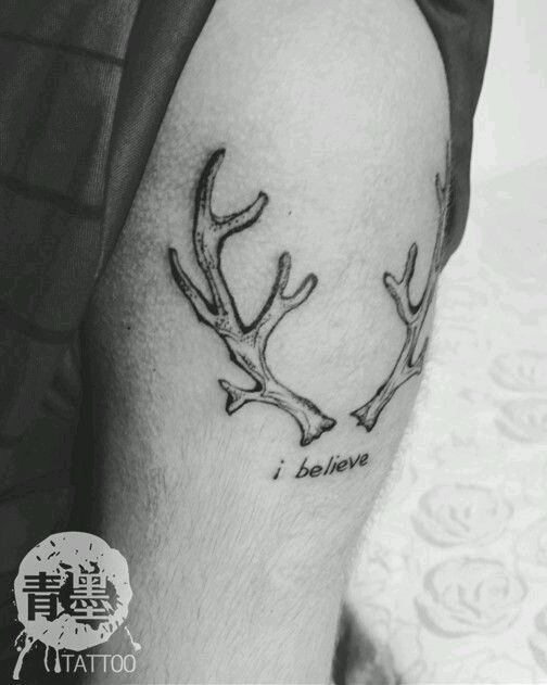 花体鹿角_纹身图案手稿图片_赤口的纹身作品集