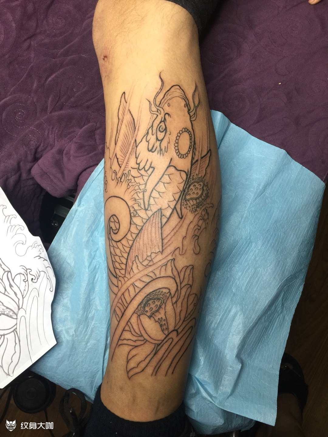 小腿线条_纹身图案手稿图片_鹰绣堂的纹身作品集