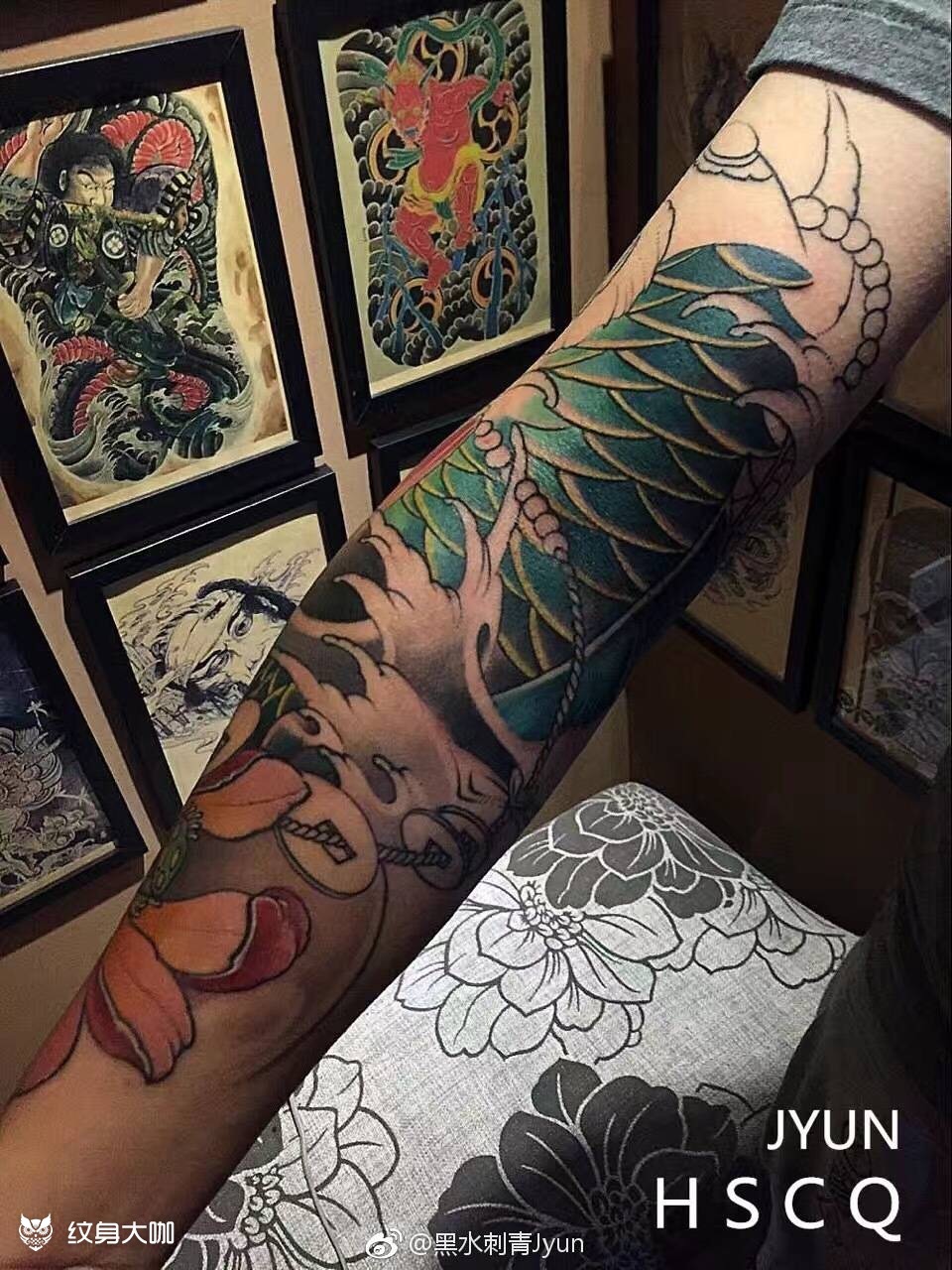 花臂传统重彩(待续)_纹身图案手稿图片_季赟的纹身作品集