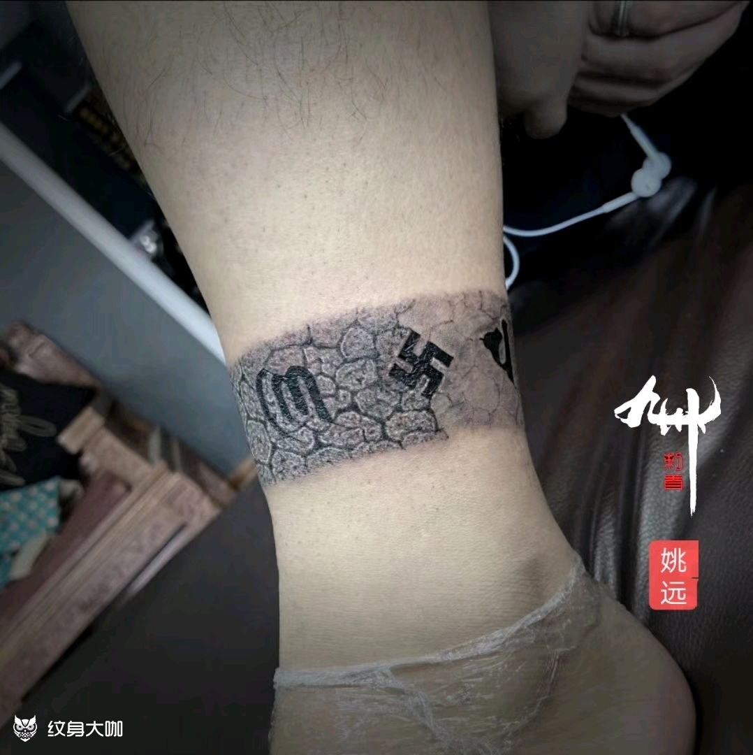 六字真言石刻_纹身图案手稿图片_姚远的纹身作品集