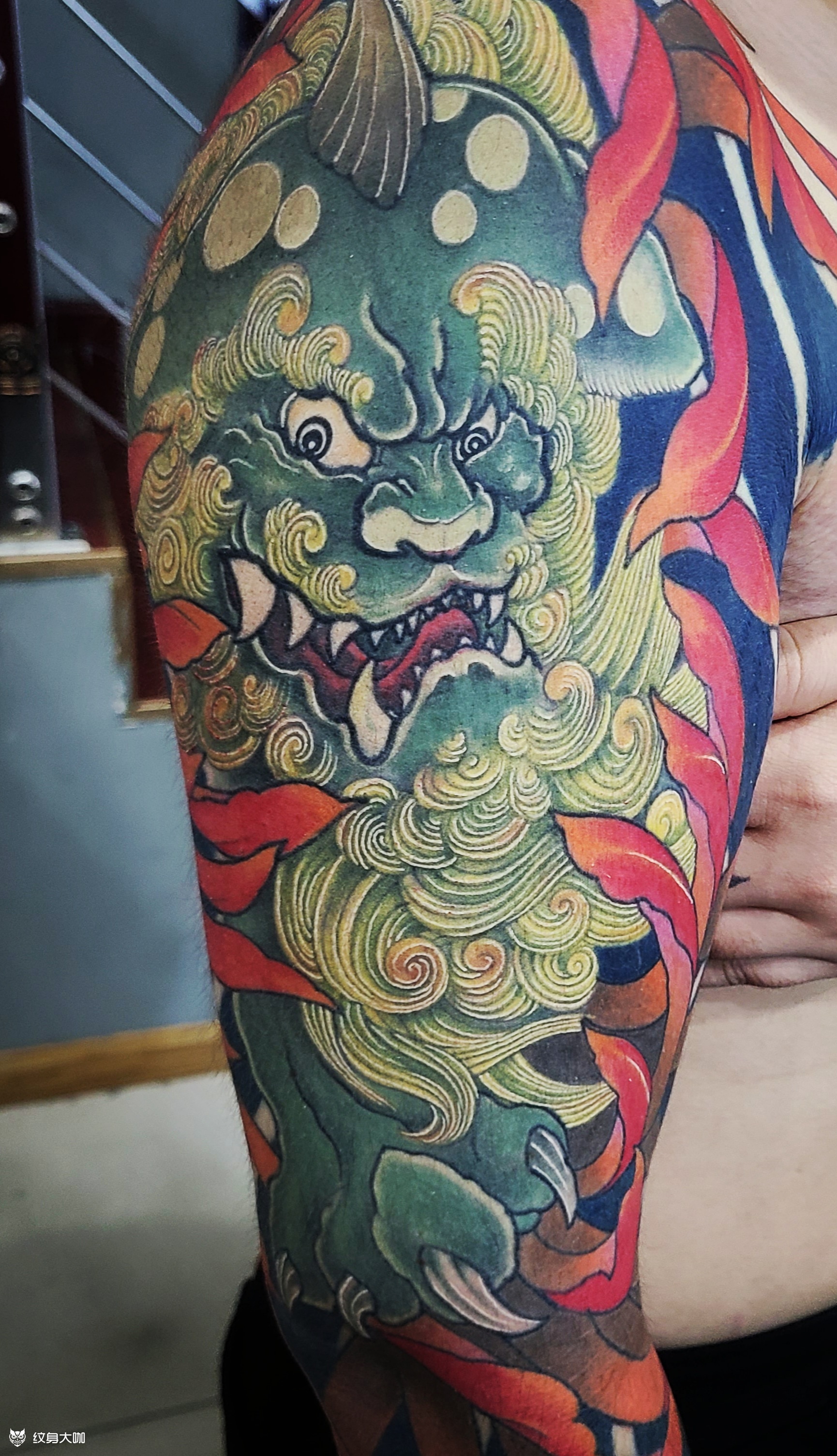 唐狮菊花花臂_纹身吧社区 - 纹身大咖