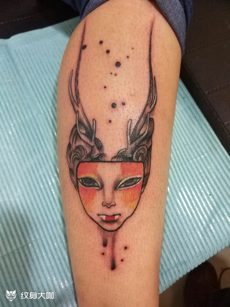 面具_纹身图案手稿图片_琅文阁的纹身作品集
