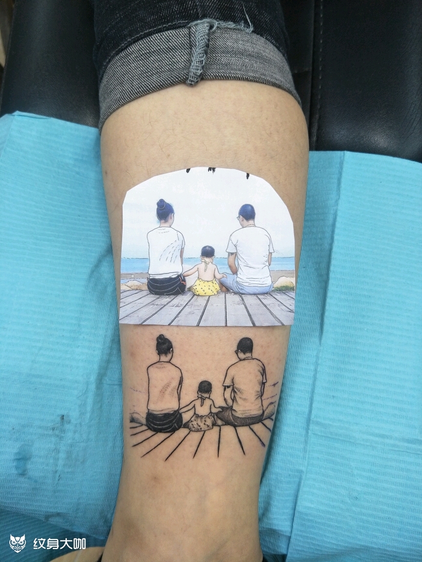 幸福一家_纹身图案手稿图片_大鹏的纹身作品集