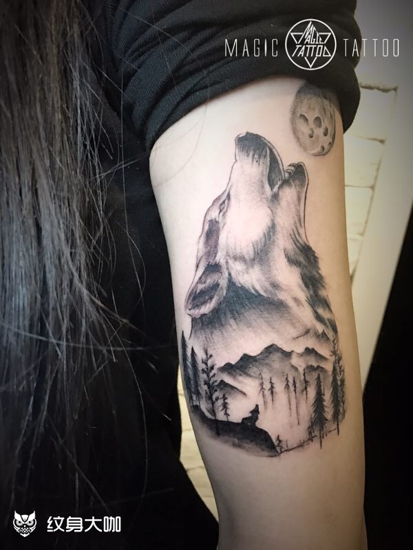 望月狼_纹身图案手稿图片_向翔的纹身作品集