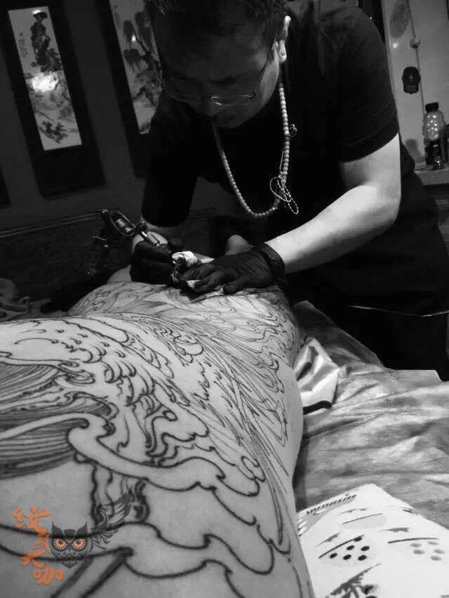 针舞堂刘彦辉老师作品满背龙割线完成_纹身图案手稿图片_赵毅的纹身