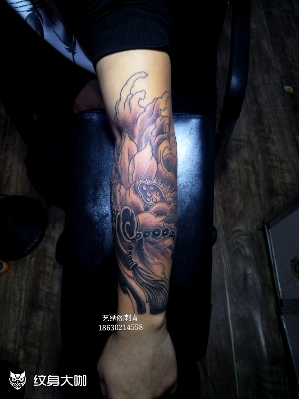 小臂佛珠荷花_纹身图案手稿图片_rcl的纹身作品集