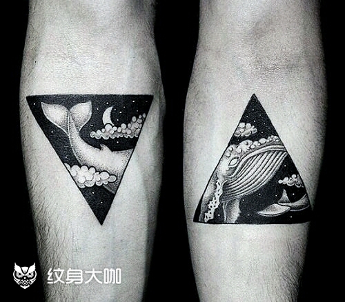 情侣鲸鱼_纹身图案手稿图片_木子的纹身作品集