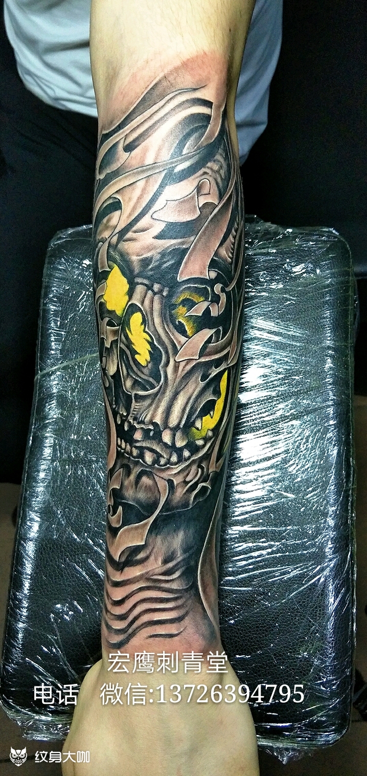 欧美写实骷髅头_纹身图案手稿图片_宏鹰tattoo的纹身作品集