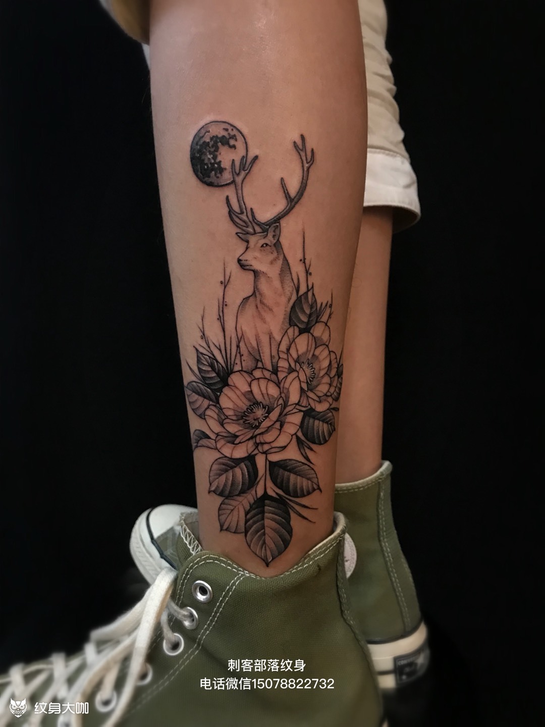 小腿鹿纹身
