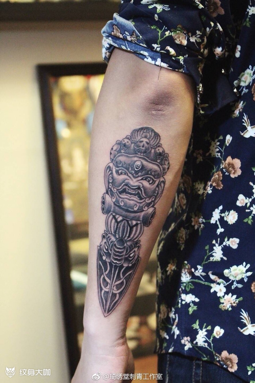 降魔杵_纹身图案手稿图片_孔令琦的纹身作品集