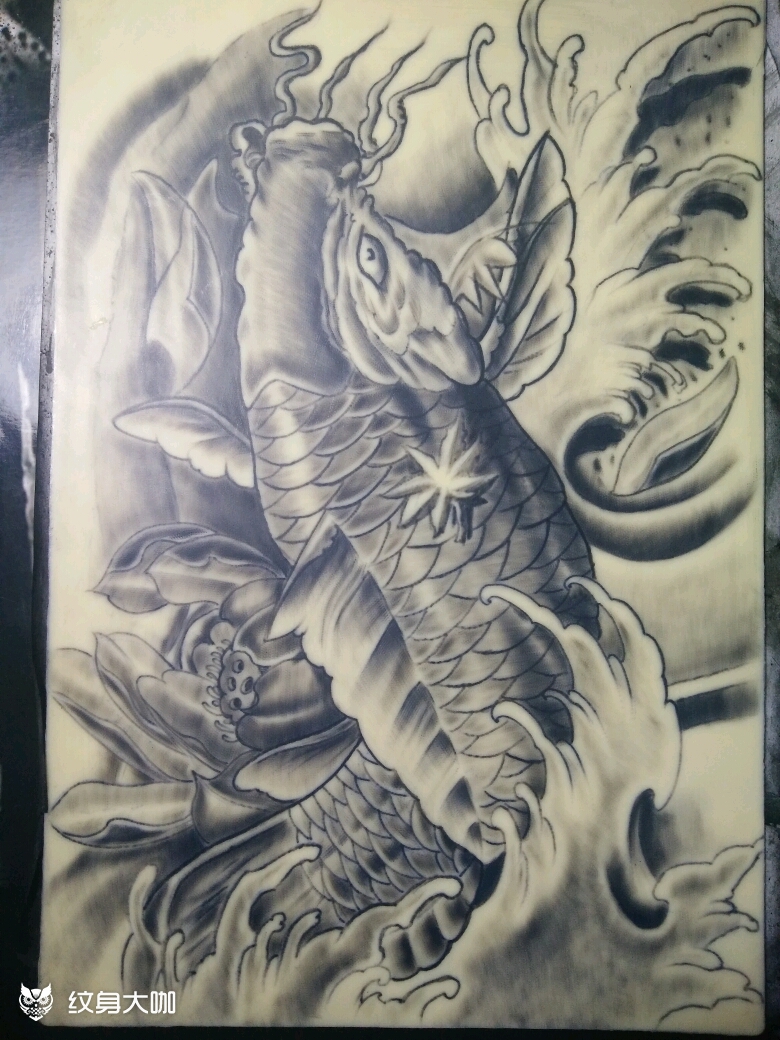 鲤鱼.图腾._纹身图案手稿图片_深圳飞扬纹身,阿粮的纹身作品集