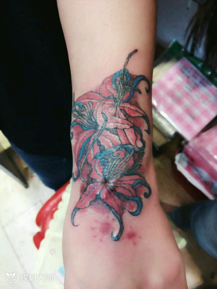 彼岸花遮盖_纹身图案手稿图片_王静华的纹身作品集