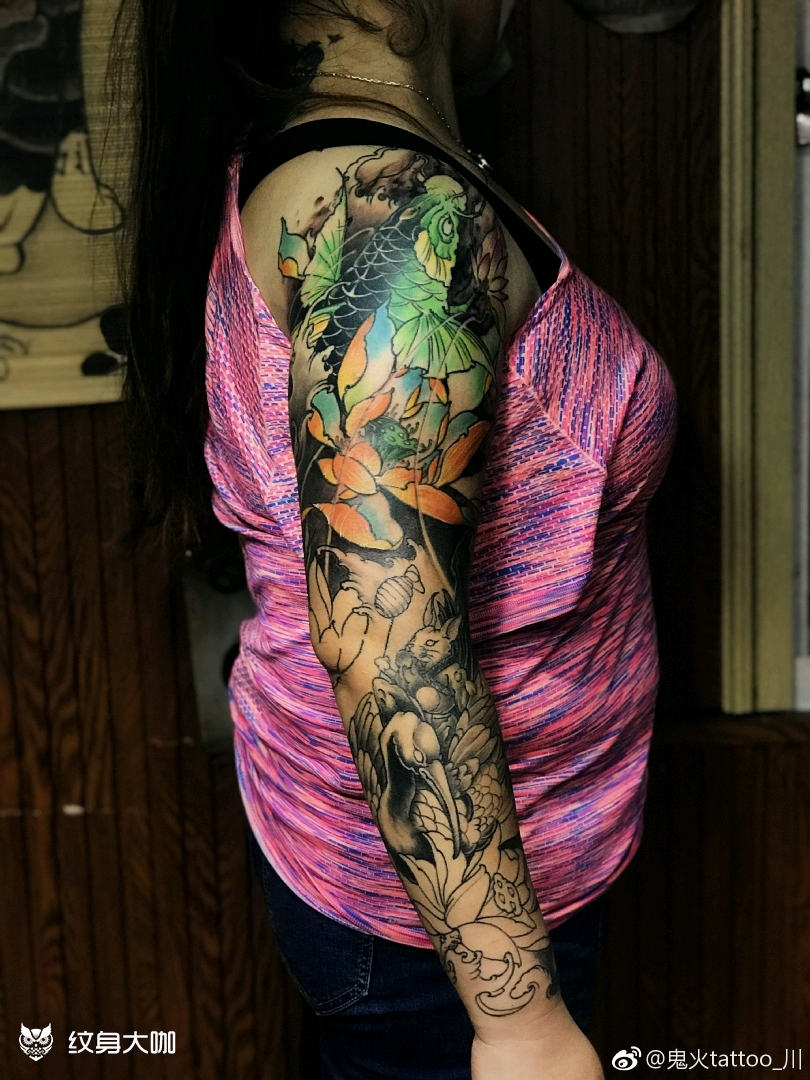 花臂 鱼_纹身图案手稿图片_李穆川的纹身作品集