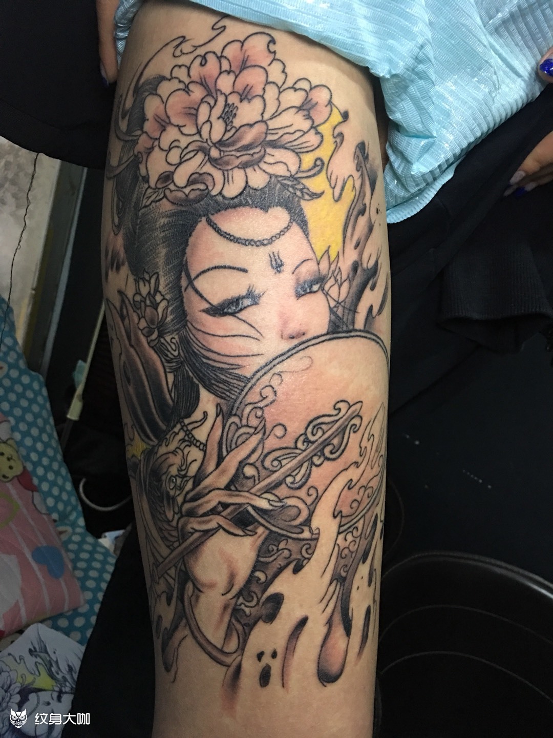 大腿艺妓_纹身图案手稿图片_睿的纹身作品集
