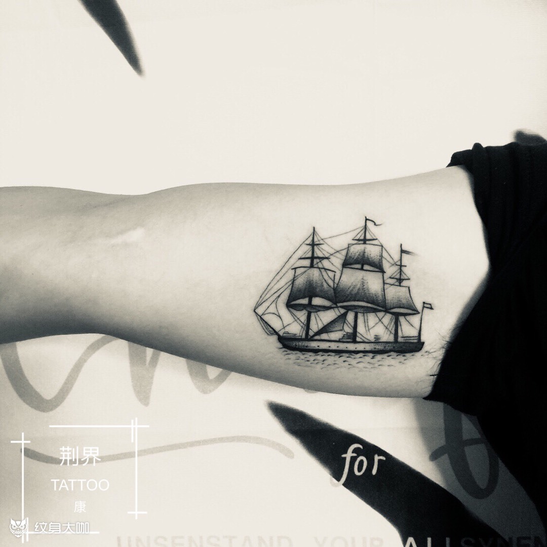 帆船_纹身图案手稿图片_啊康的纹身作品集