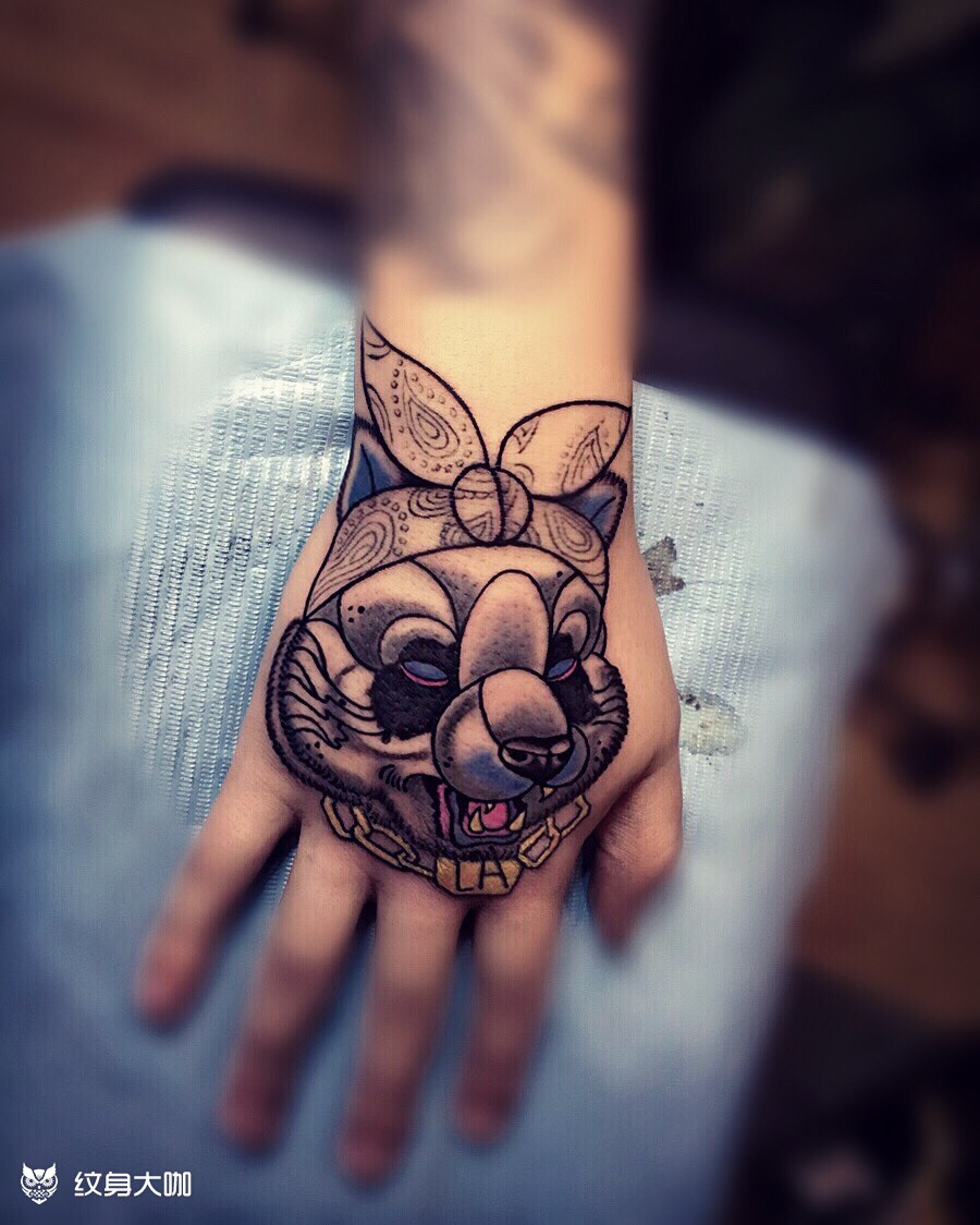 手背熊猫_纹身图案手稿图片_mickybrabra的纹身作品集