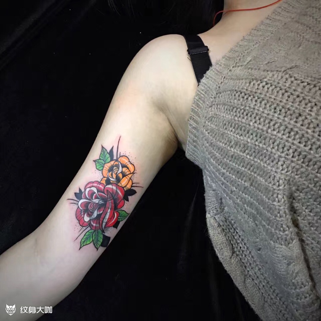 school 玫瑰花遮盖_纹身图案手稿图片_赵毅的纹身作品集