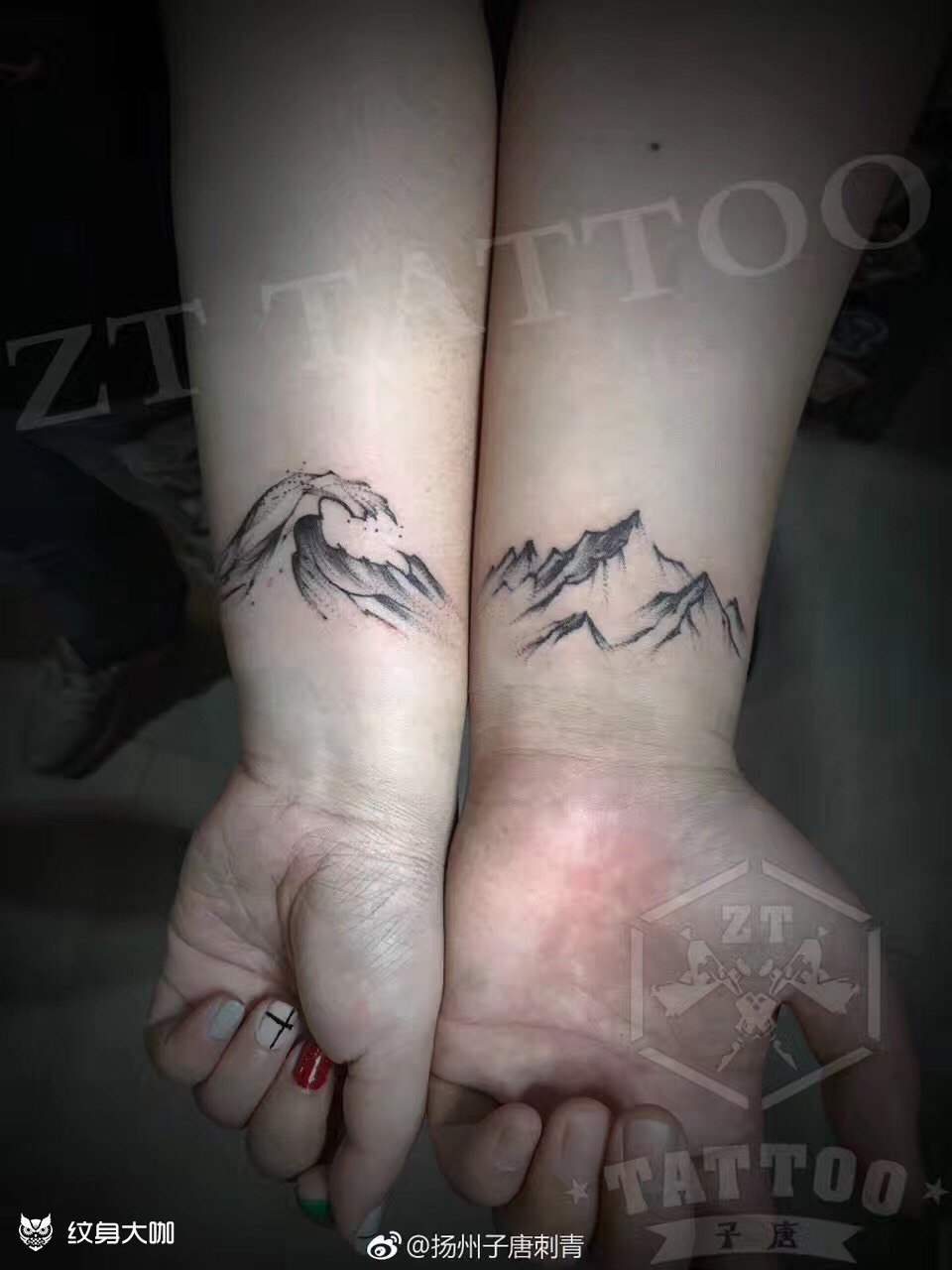 情侣山水_纹身图案手稿图片_姚蕾的纹身作品集