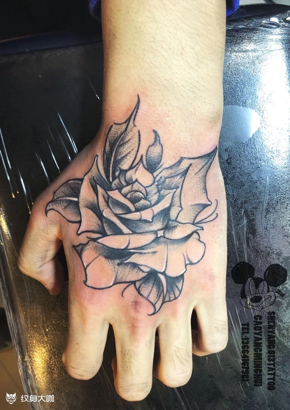 手背玫瑰【沈阳513tatt_纹身吧社区 - 纹身大咖