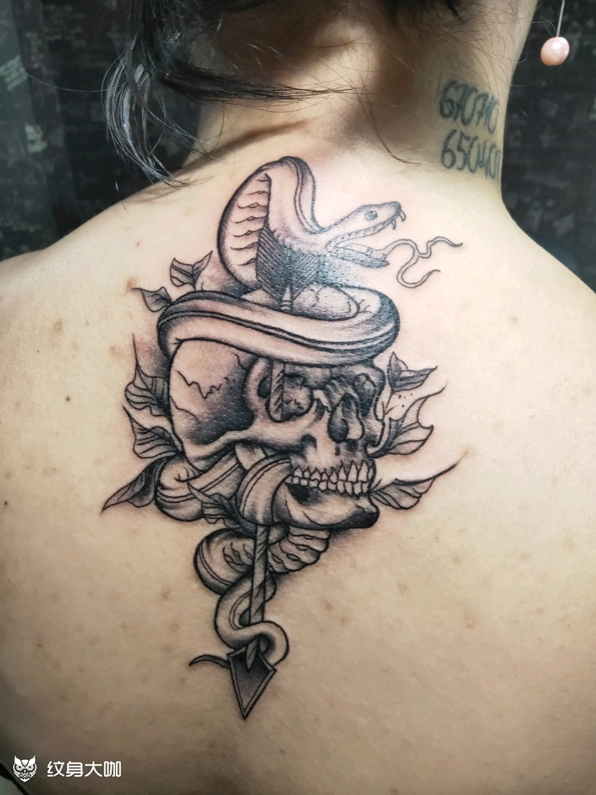 欧美骷髅与蛇_纹身图案手稿图片_吕超的纹身作品集