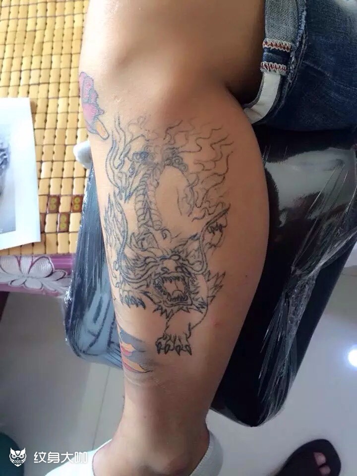 小腿貔貅打雾_纹身图案手稿图片_姜华山的纹身作品集