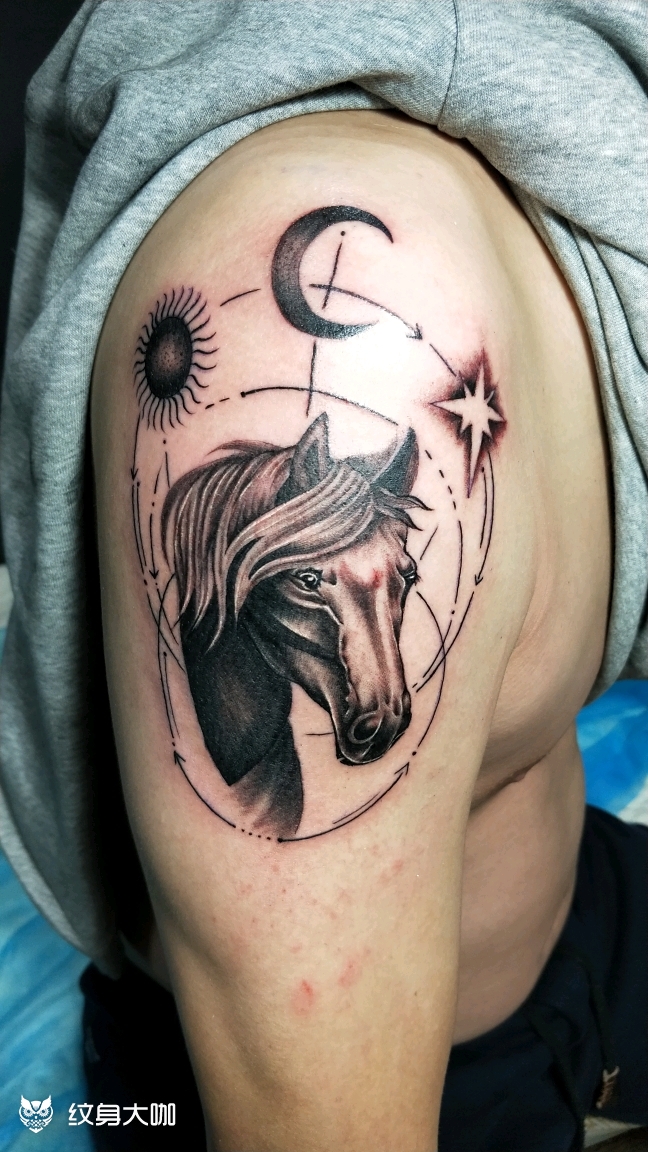 天马_纹身图案手稿图片_吴政的纹身作品集