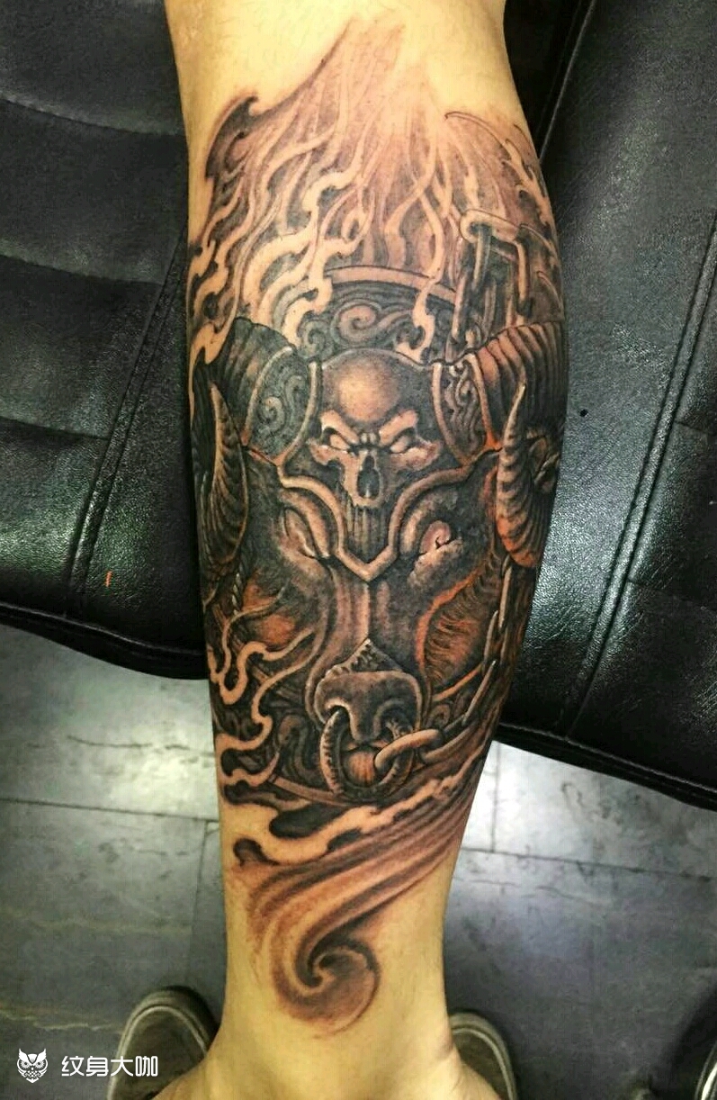 牛头_纹身图案手稿图片_小明的纹身作品集