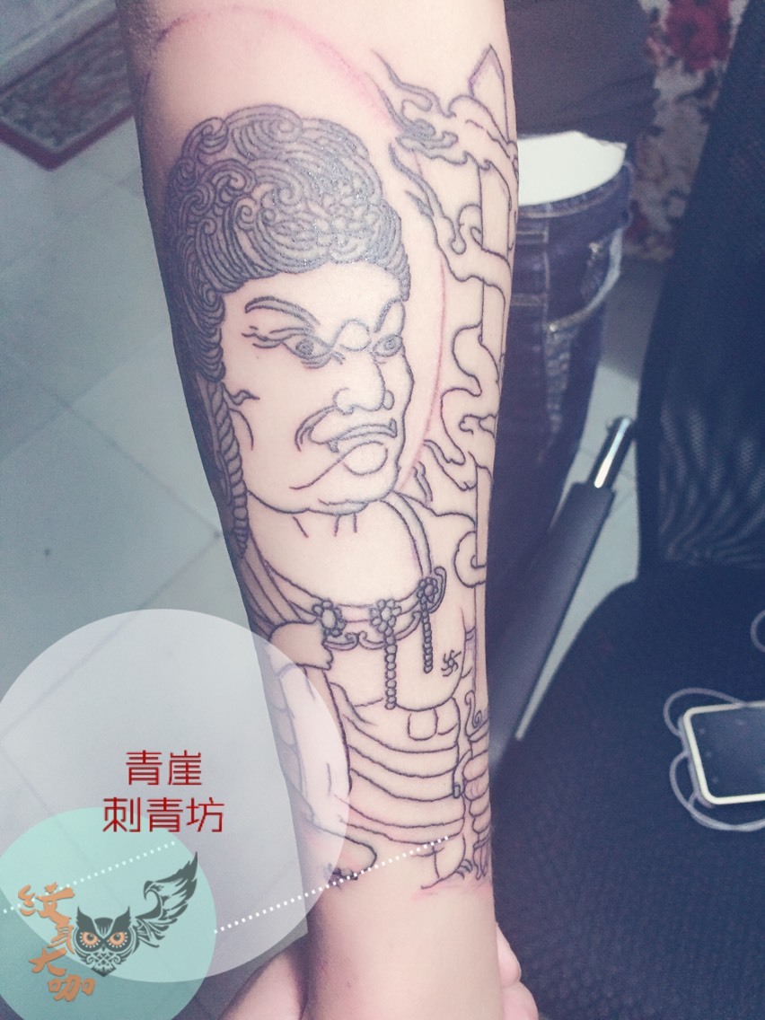 不动明王 降魔杵 小臂线条_纹身图案手稿图片_王志雨的纹身作品集
