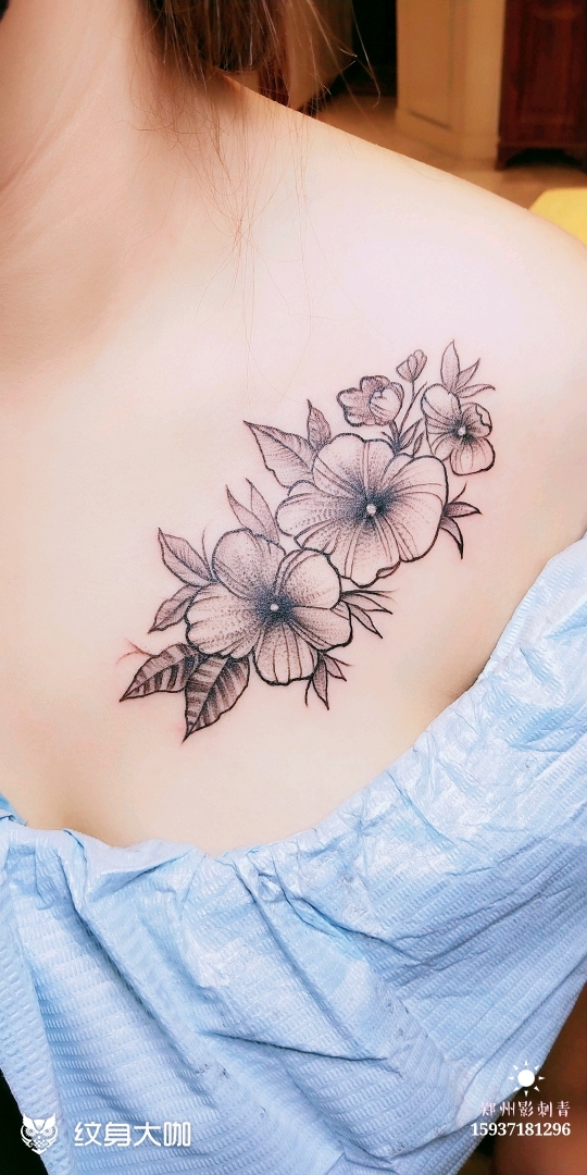 胸口束花_纹身图案手稿图片_影tattoo的纹身作品集