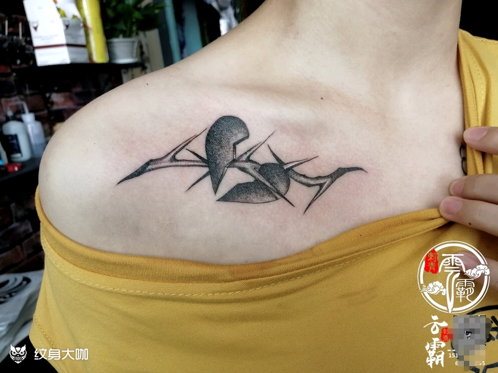 桃心心碎_纹身图案手稿图片_老谢的纹身作品集