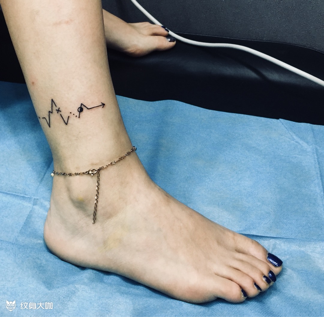 脚脖子心电图_纹身图案手稿图片_李承龙的纹身作品集