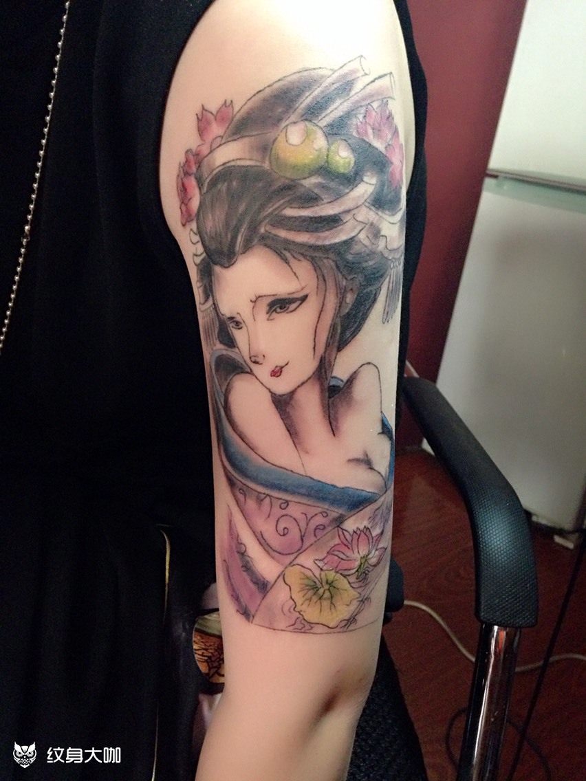 上臂艺妓_纹身图案手稿图片_帅印刺青tattoo的纹身作品集