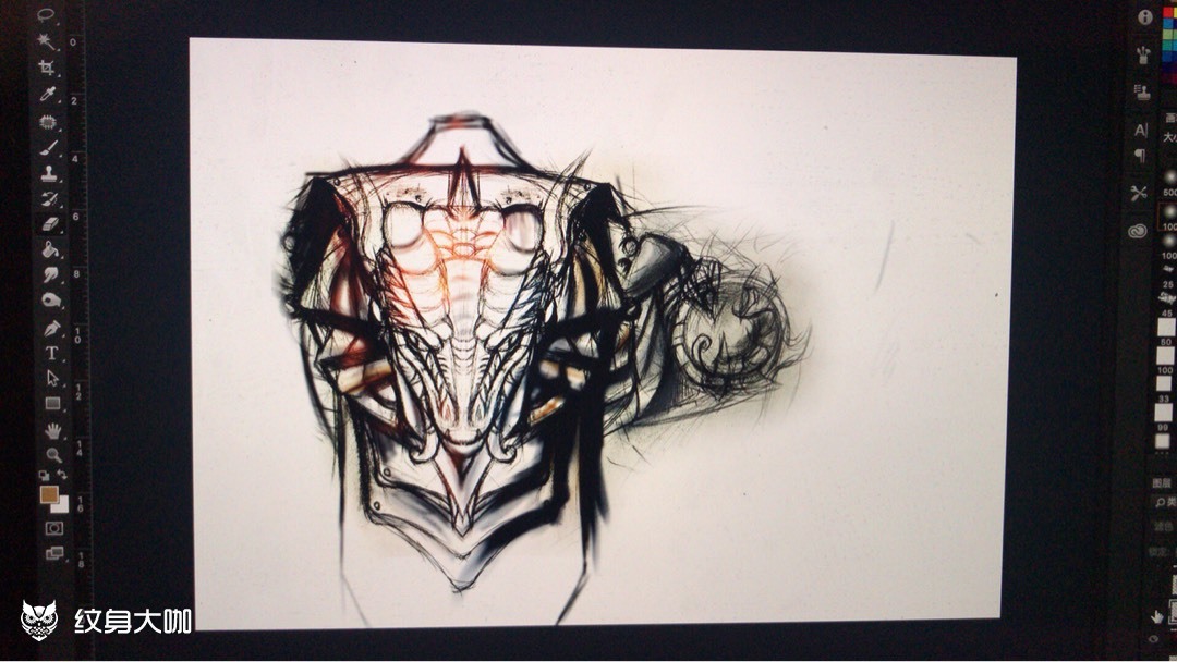 龙甲_纹身图案手稿图片_张超的纹身作品集