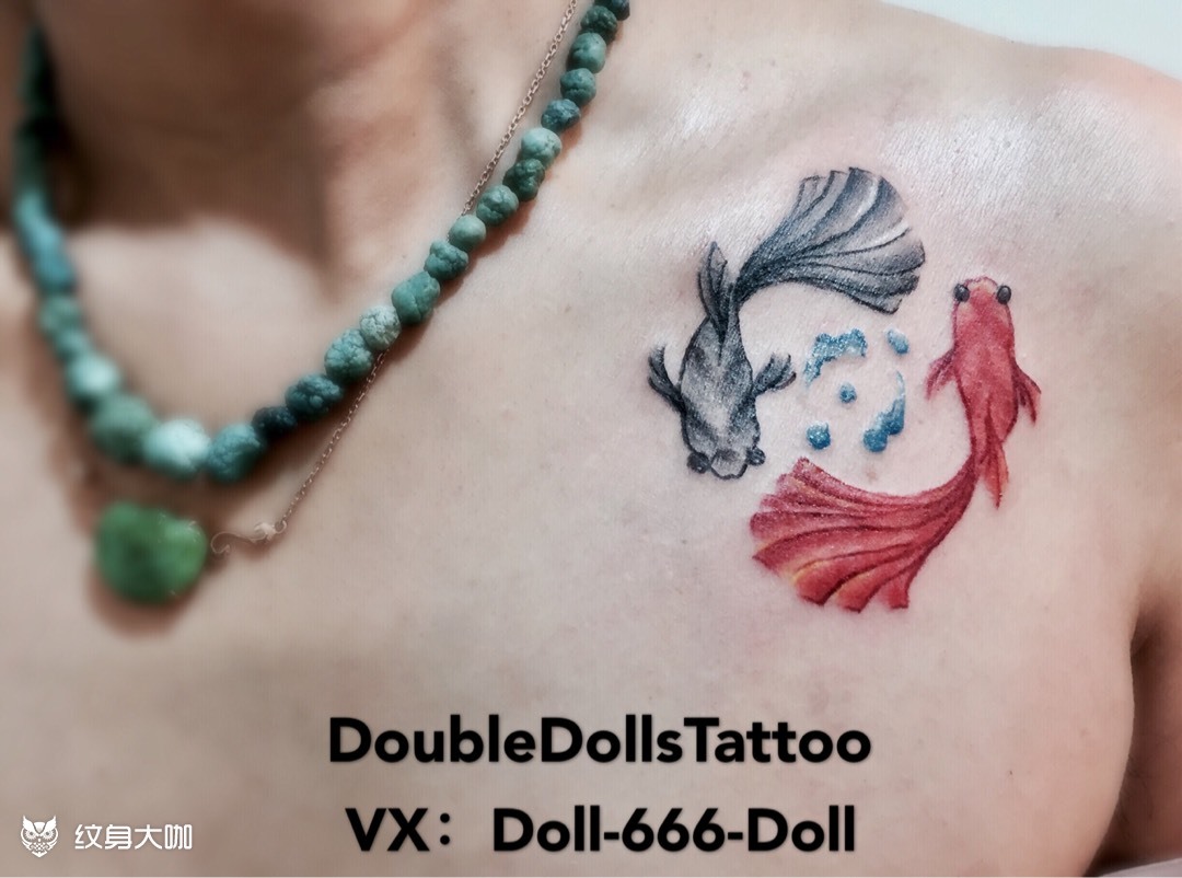 如鱼得水_纹身图案手稿图片_doubledoll的纹身作品集