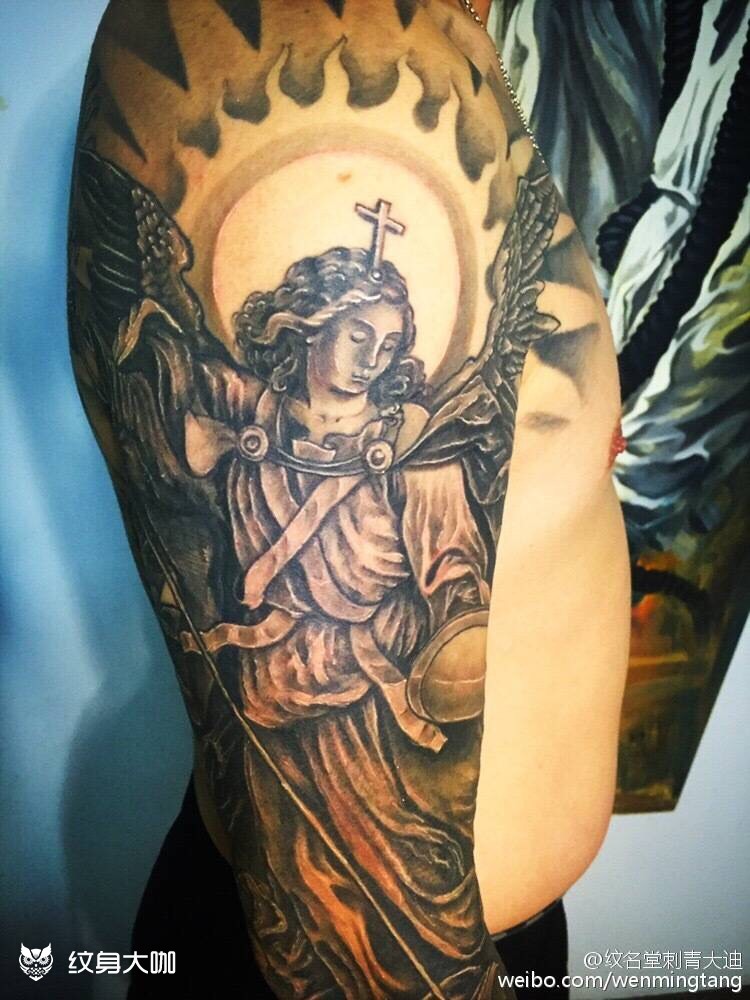 天使花臂_纹身图案手稿图片_大迪哥哥的纹身作品集