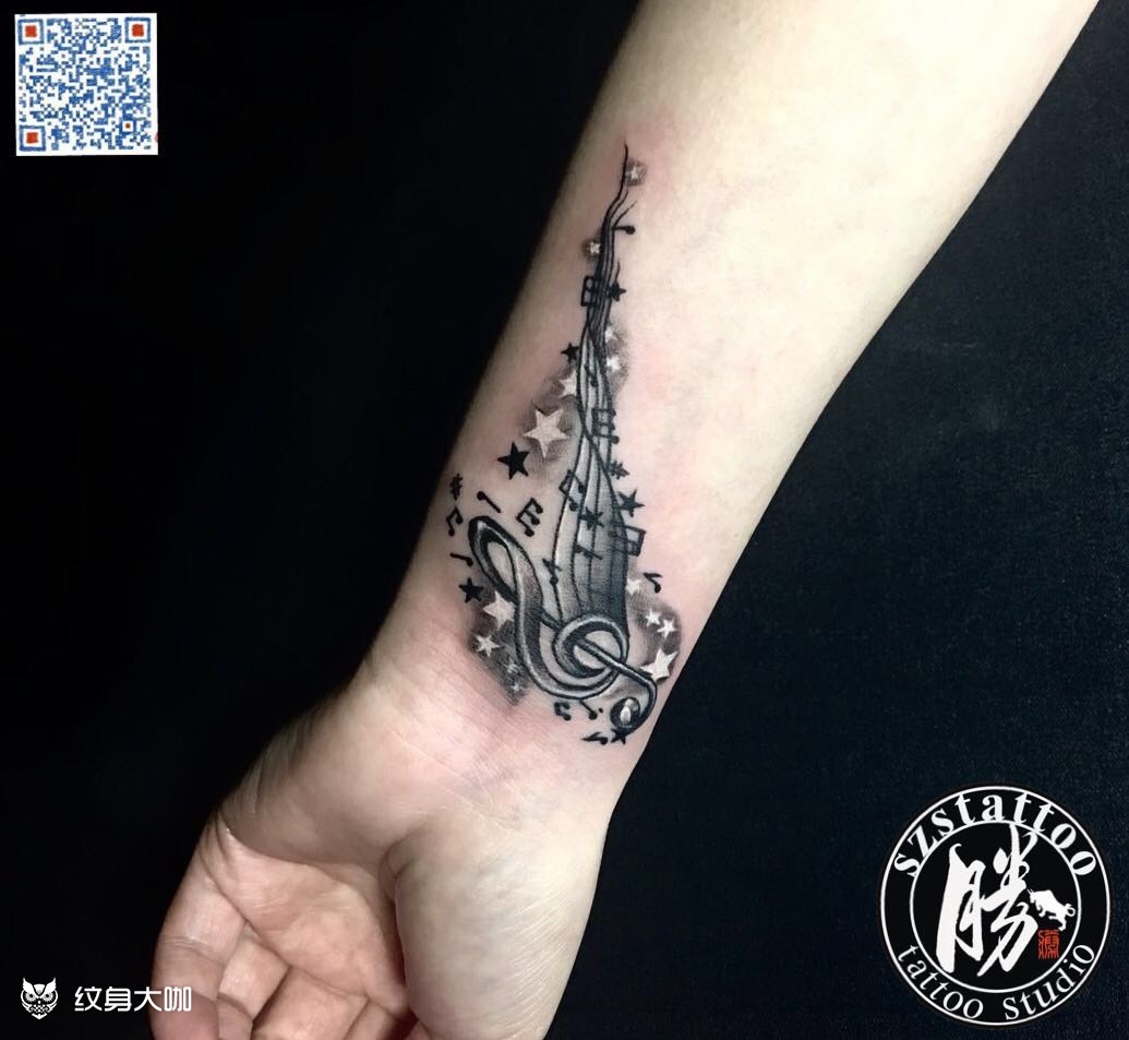 小清新 音符_纹身图案手稿图片_梁春的纹身作品集