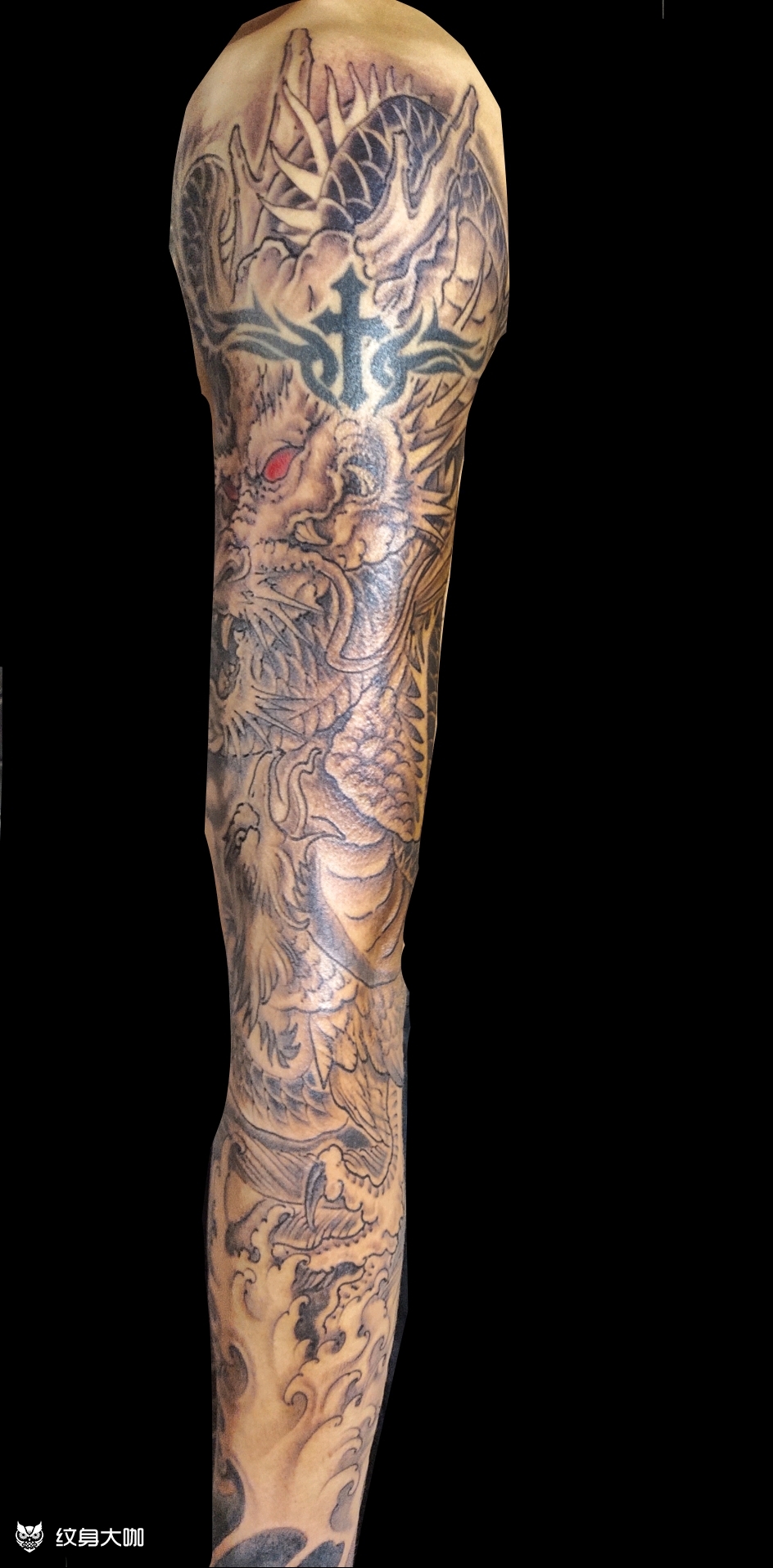 龙凤花臂_纹身图案手稿图片_匠人的纹身作品集