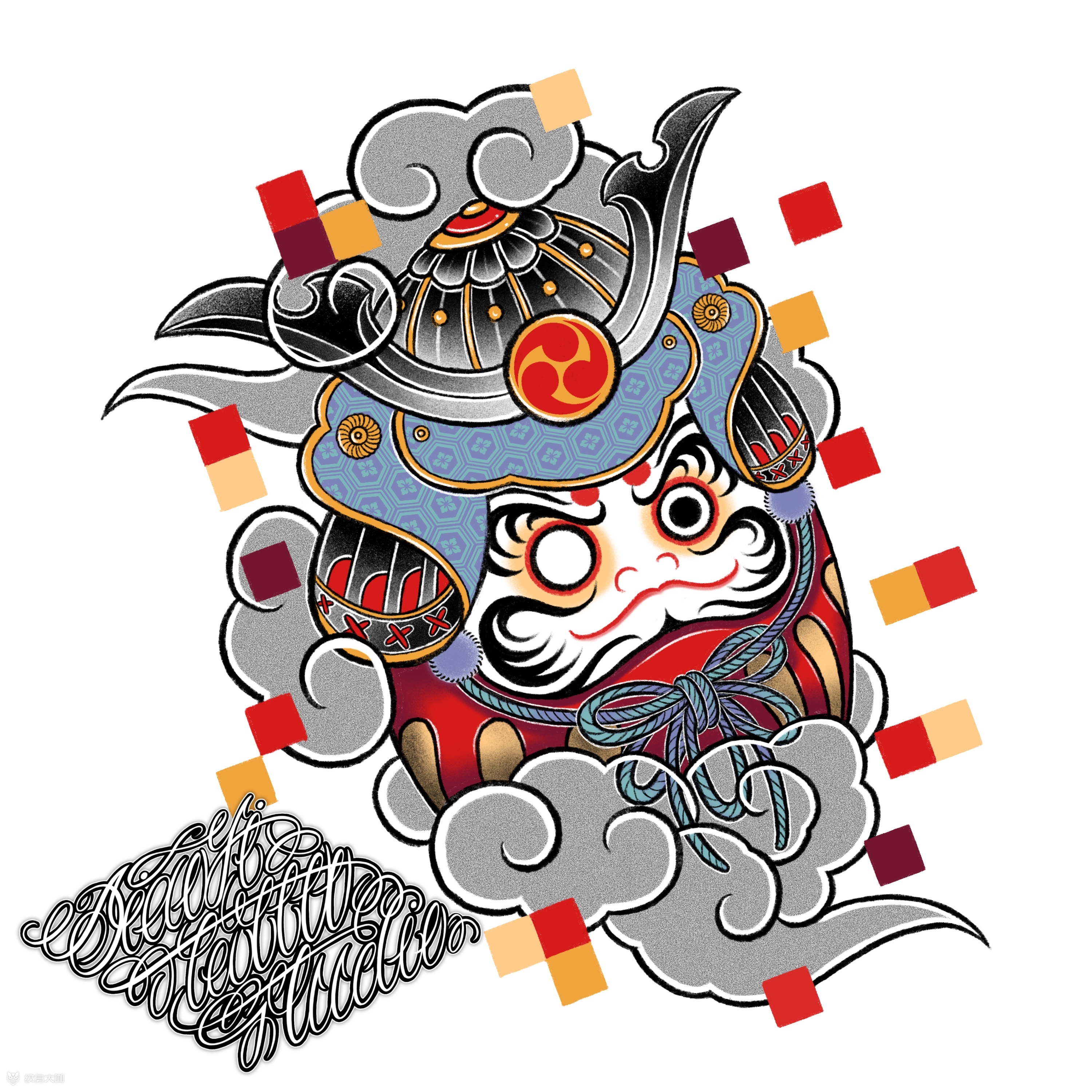 武士达摩蛋近日创作:武士达_纹身吧社区 - 纹身大咖