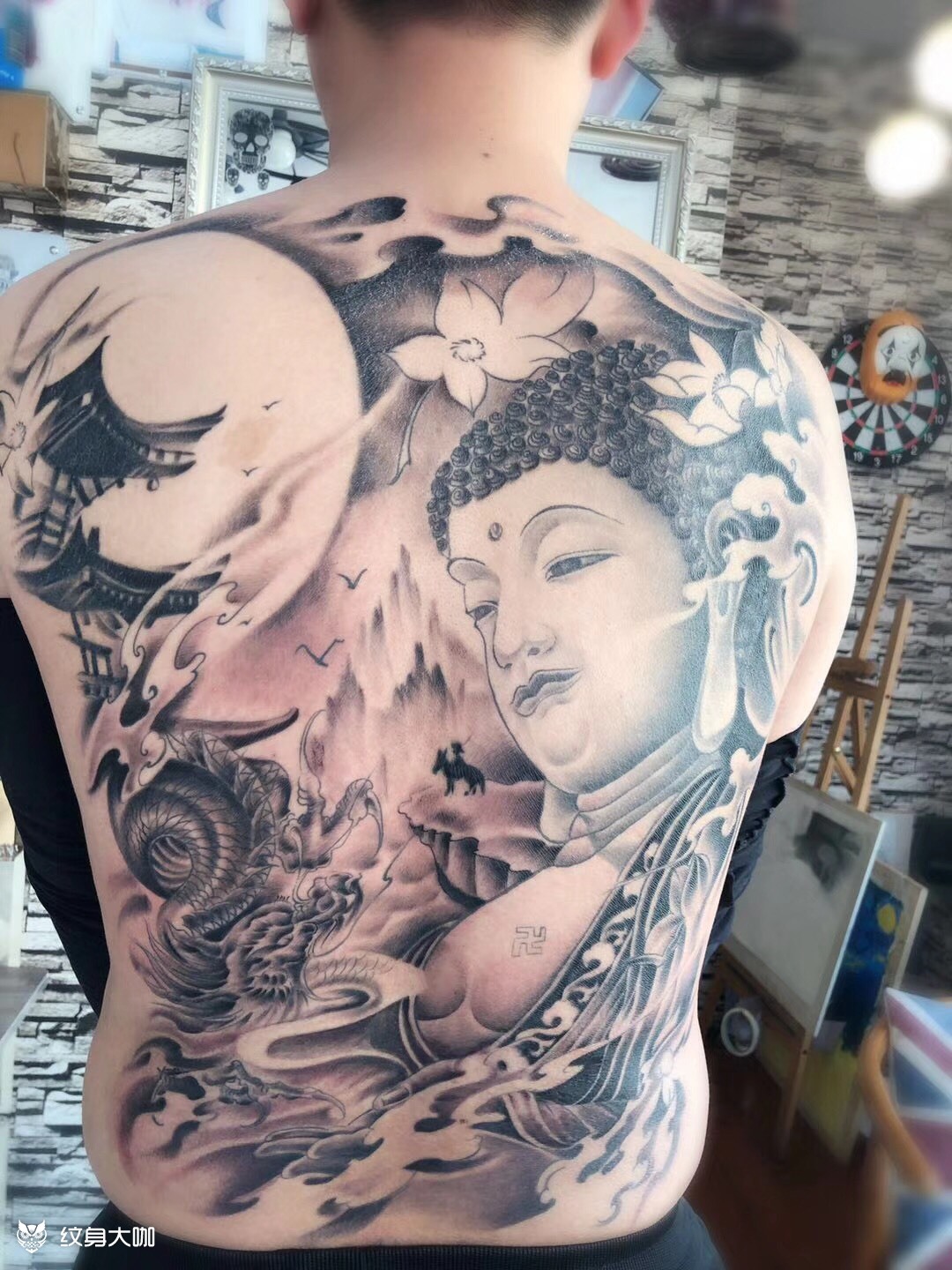 满背佛_纹身图案手稿图片_夜行堂的纹身作品集