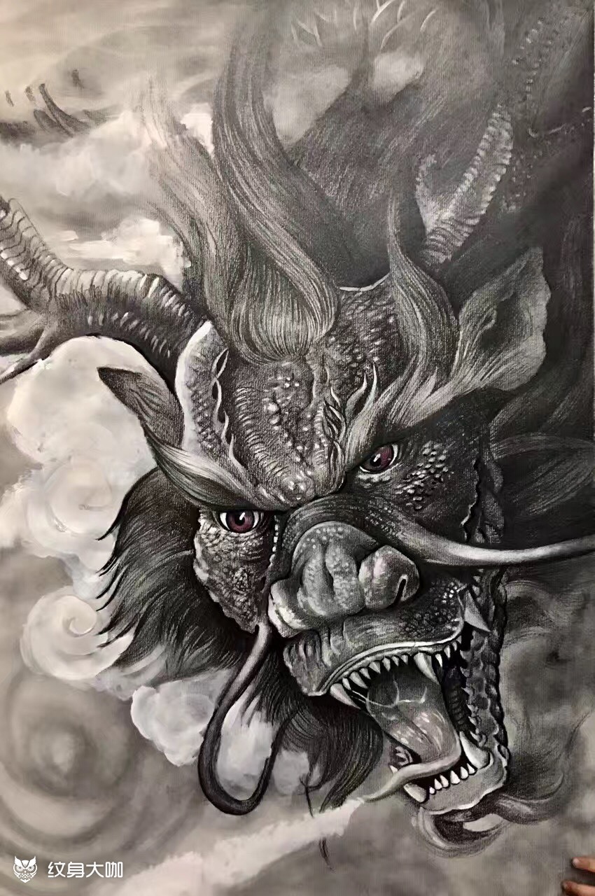 纹身手稿大龙头