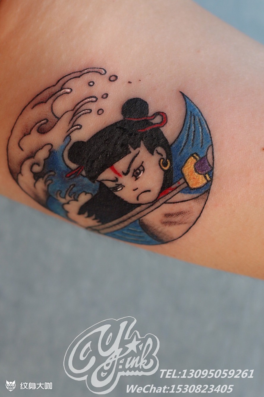 痛仰哪吒_纹身图案手稿图片_王涛的纹身作品集