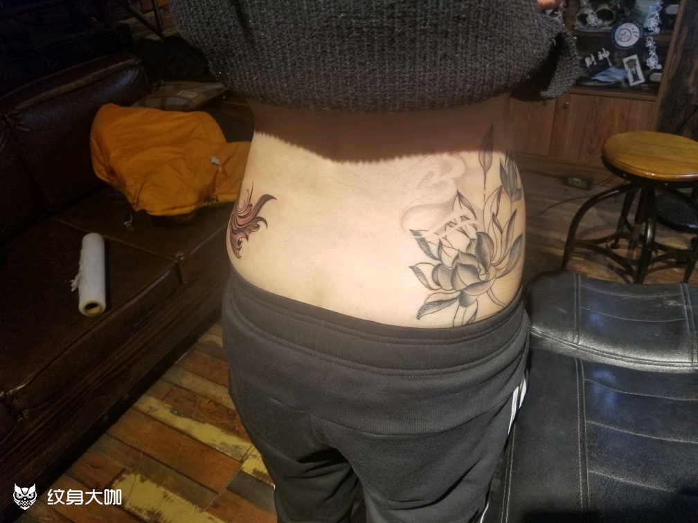 腰部两侧疤痕遮盖_纹身图案手稿图片_李冰的纹身作品集