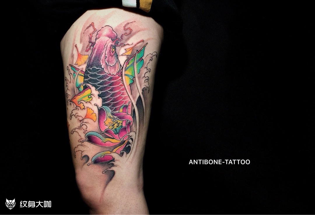 彩色鲤鱼#_纹身图案手稿图片_lee的纹身作品集
