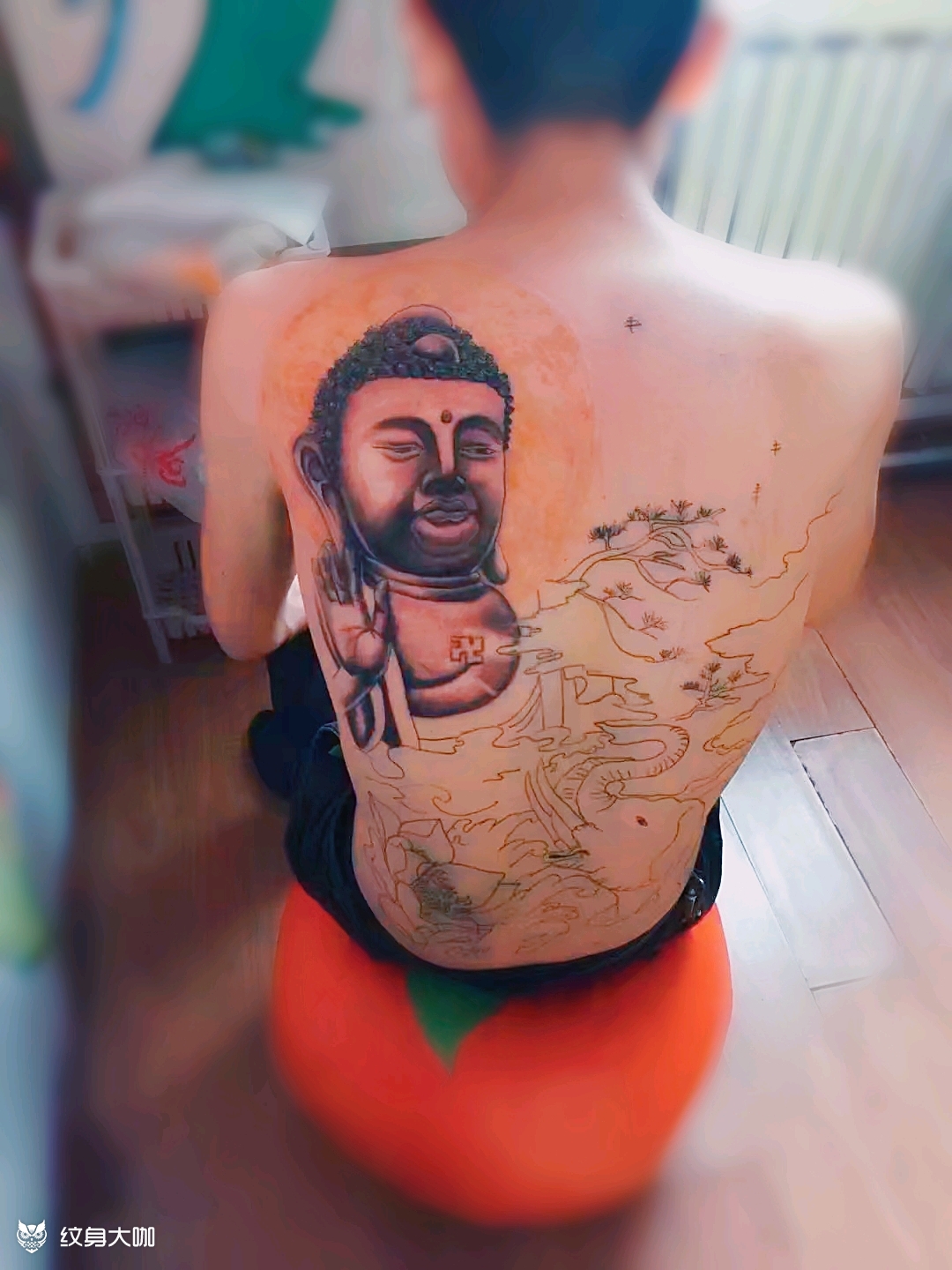 满背大日如来没完成_纹身图案手稿图片_世杰.的纹身作品集